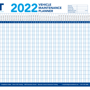 2022 Vehicle Maintenance Wall Planner